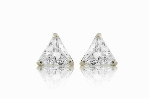 2 CT Trillion Cut Zirconia Stone Created Triangle Stud Earrings 14K White Gold