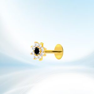 Diamond Cut New Nine Stone Nose Pin-Black